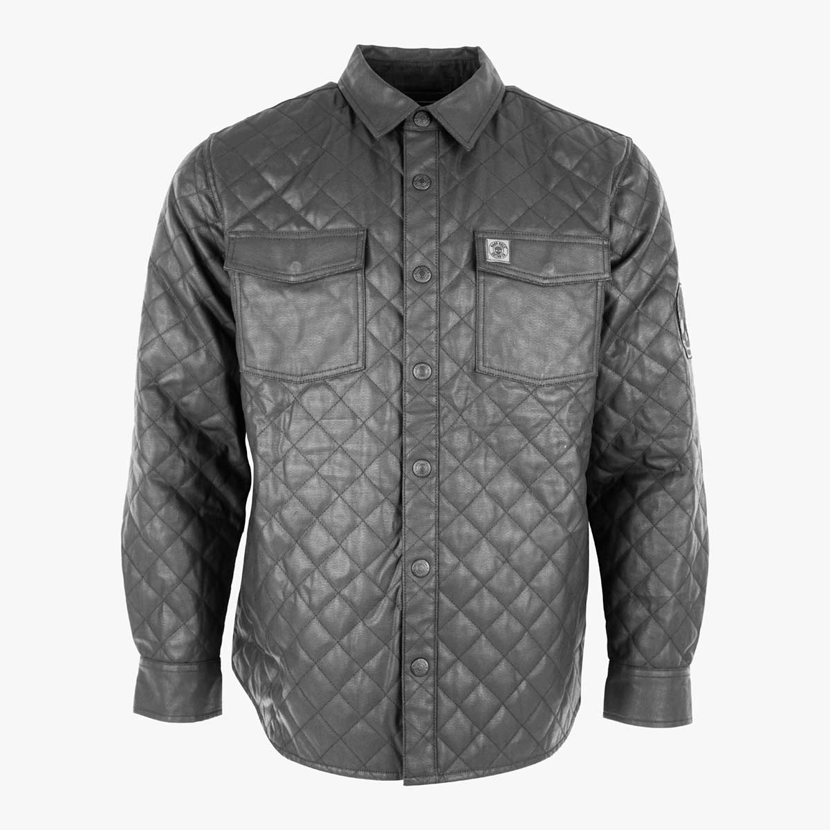 Guitar Company Adult Fit Quilted Button Down Shirt Jacket in Black image number 2