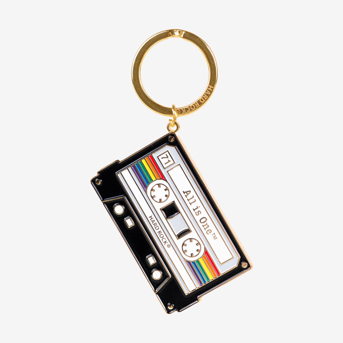 Pride Cassette Keychain with All Is One Motto image number 1